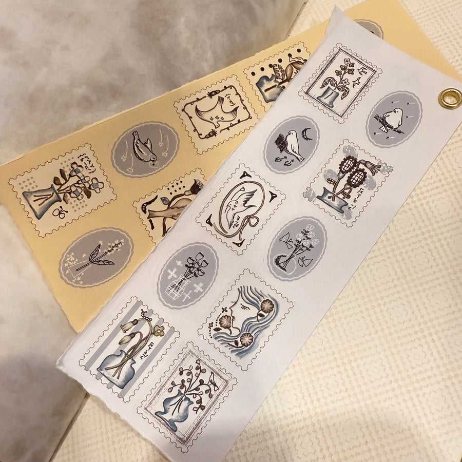 Misshoegg Blue Stamp print on stickers (2/sheet)