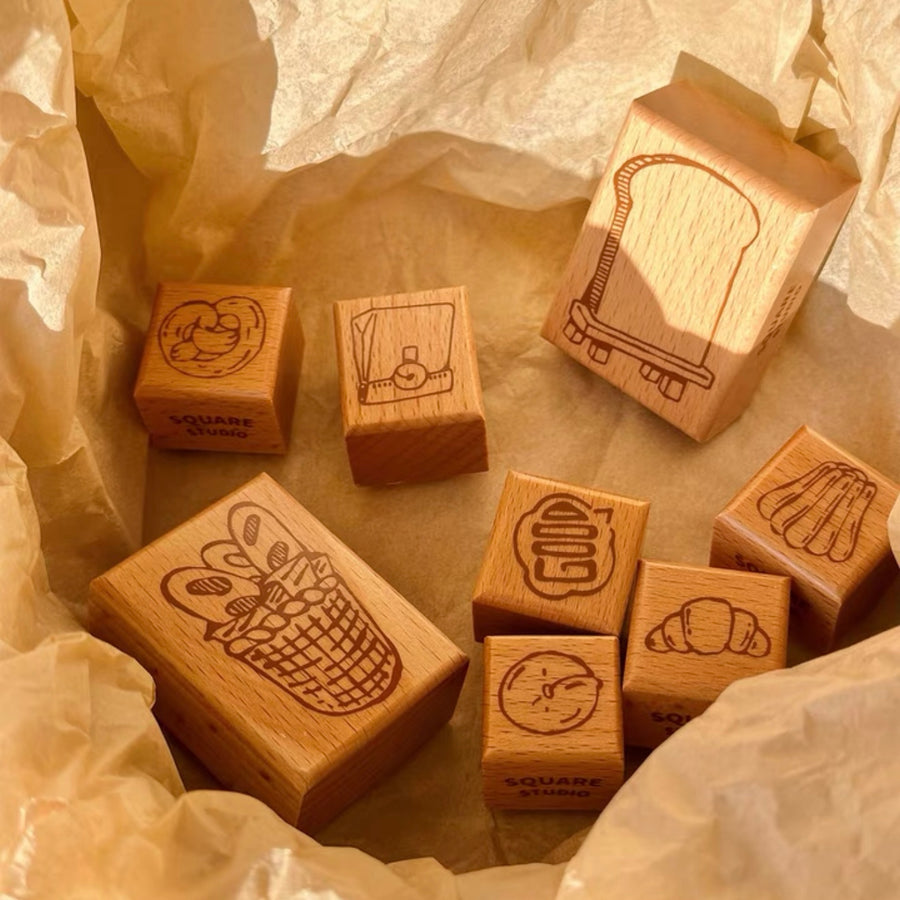 Square studio Bakery series rubber stamp set (set of 17)