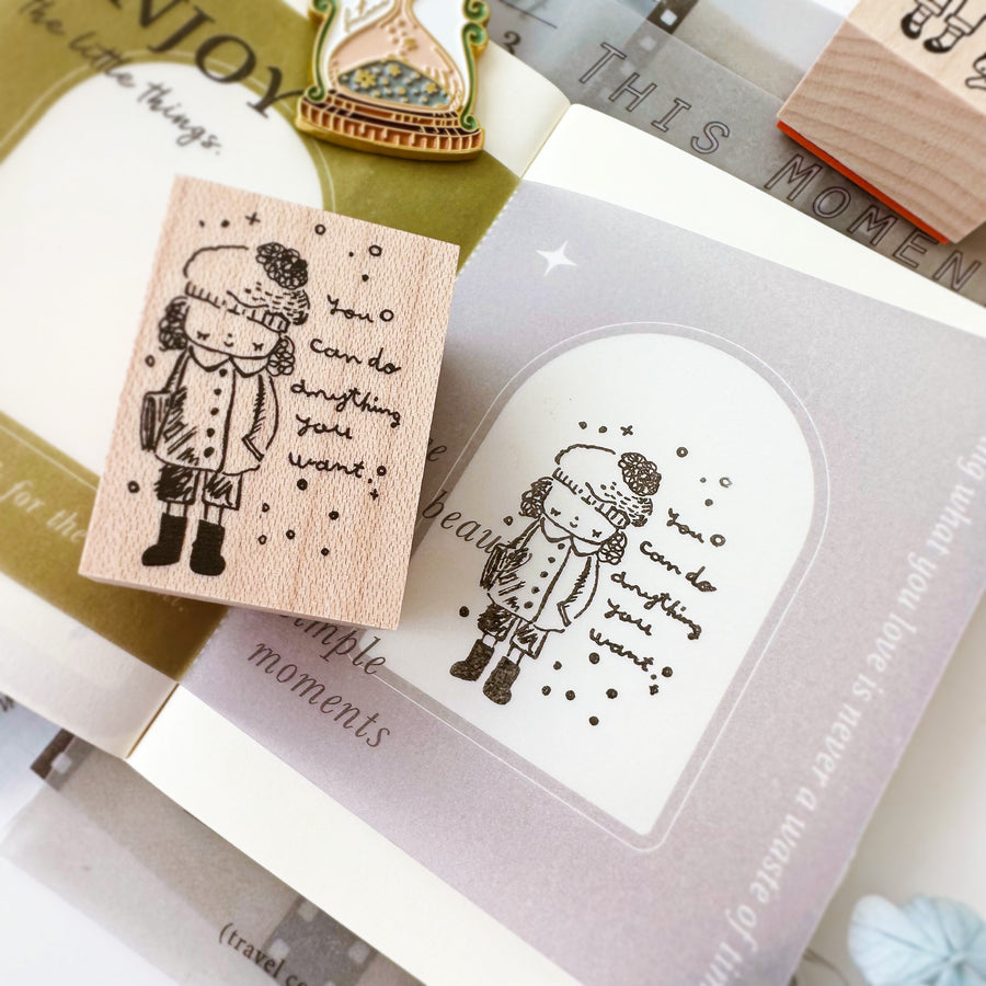Kubominoki winter Girl Rubber Stamps