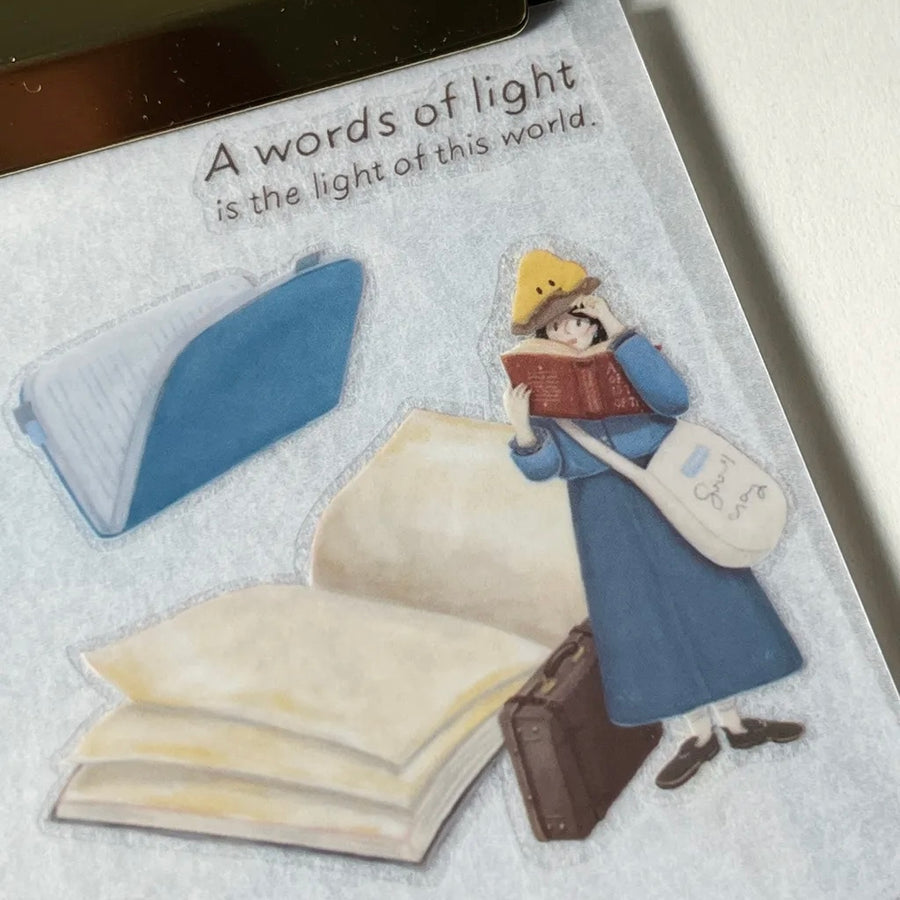 Yamadoro “light in the book” print on sticker