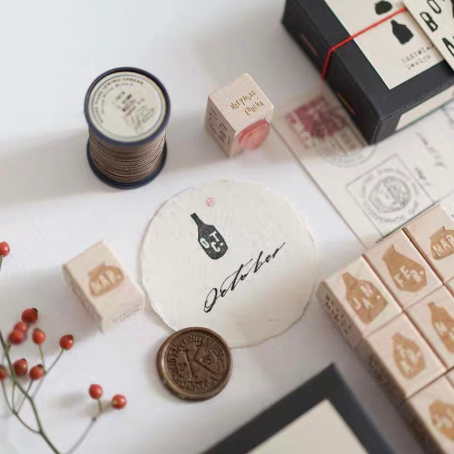 Heeymiao x Eureka < bottle & month > rubber stamp set