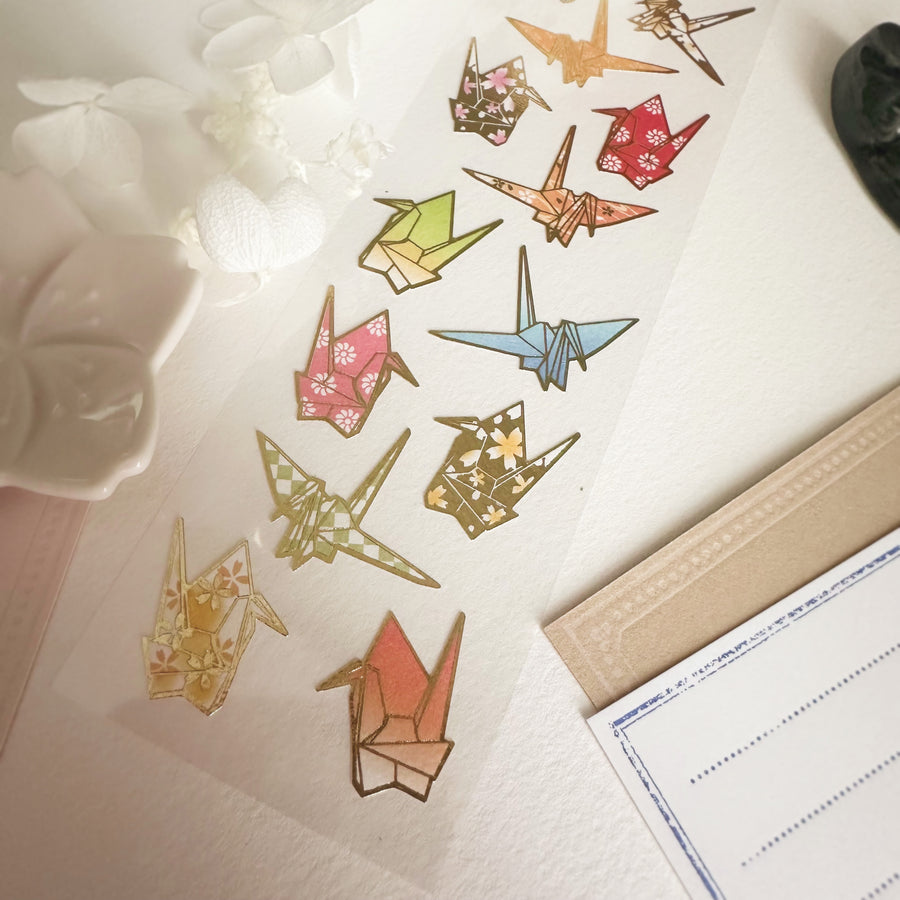 NB gold foil Sticker Sheet - paper crane