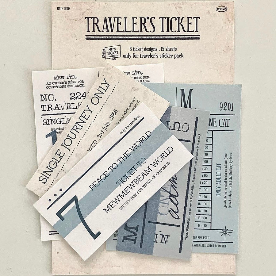 mewmewbeam traveler’s ticket sticker pack - blue