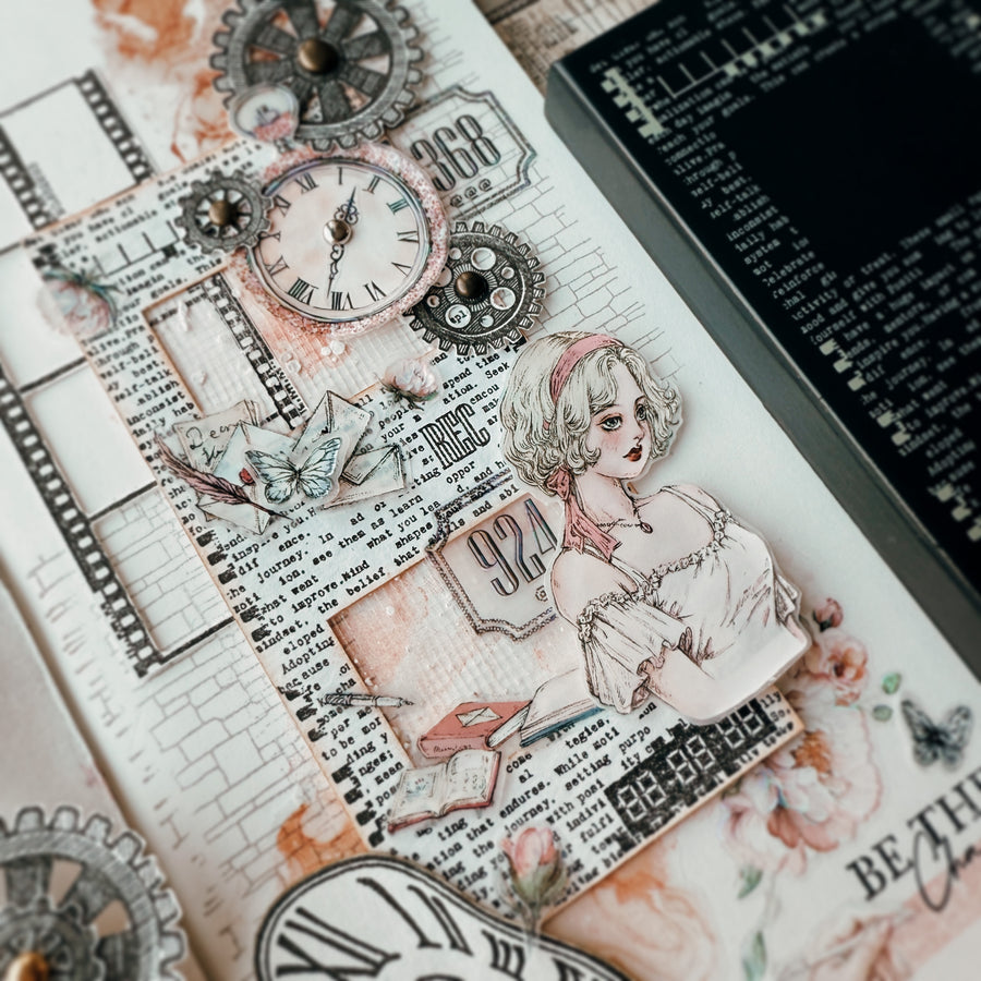 Journal Pages “rose maiden’s glance“ crystal kiss cut Pet tape (10/m)