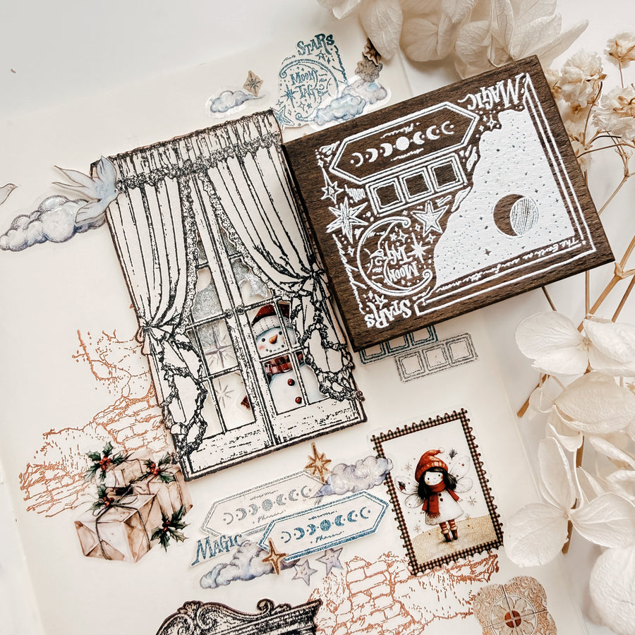 Stationerylovermarket x Asakodraws Rubber Stamp - Midnight Journal Atelier