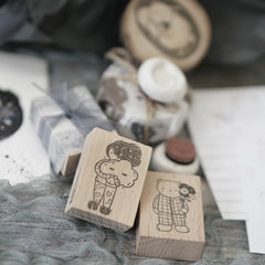 Black Milk Project “Bear in pyjamas & girl with cloud” Rubber Stamp
