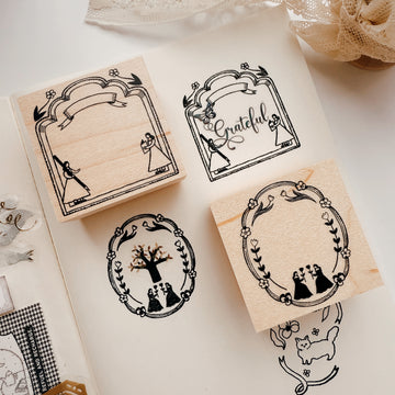 Kin.iro.hitode rubber stamp - Frame for Twin Witch Apprentices 1 & 2