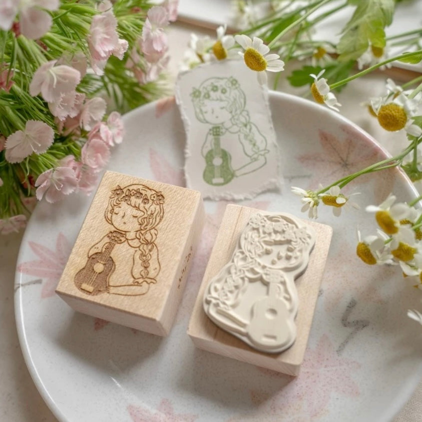 Shō Littlehappiness spring girl rubber stamps