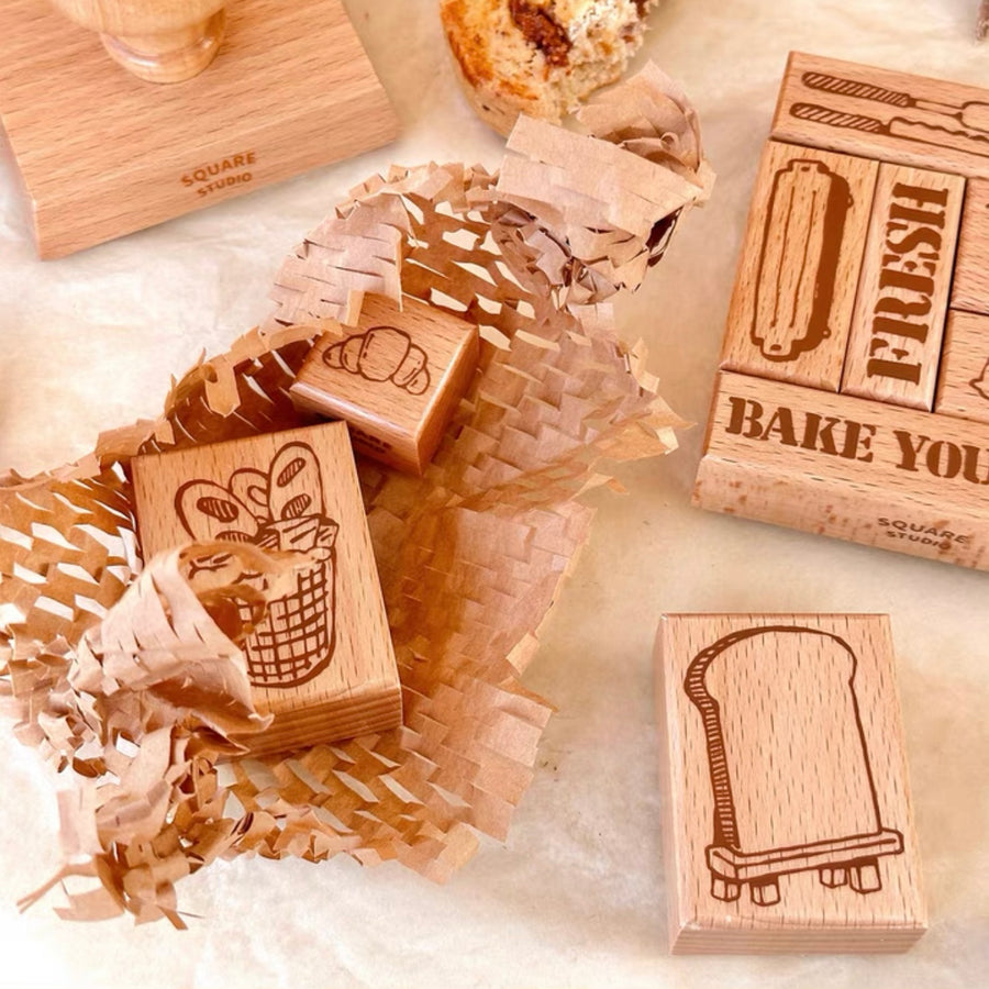 Square studio Bakery series rubber stamp set (set of 17)