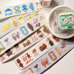 A kind of Cafe - Travel around gold foil Die-cut paper Tape