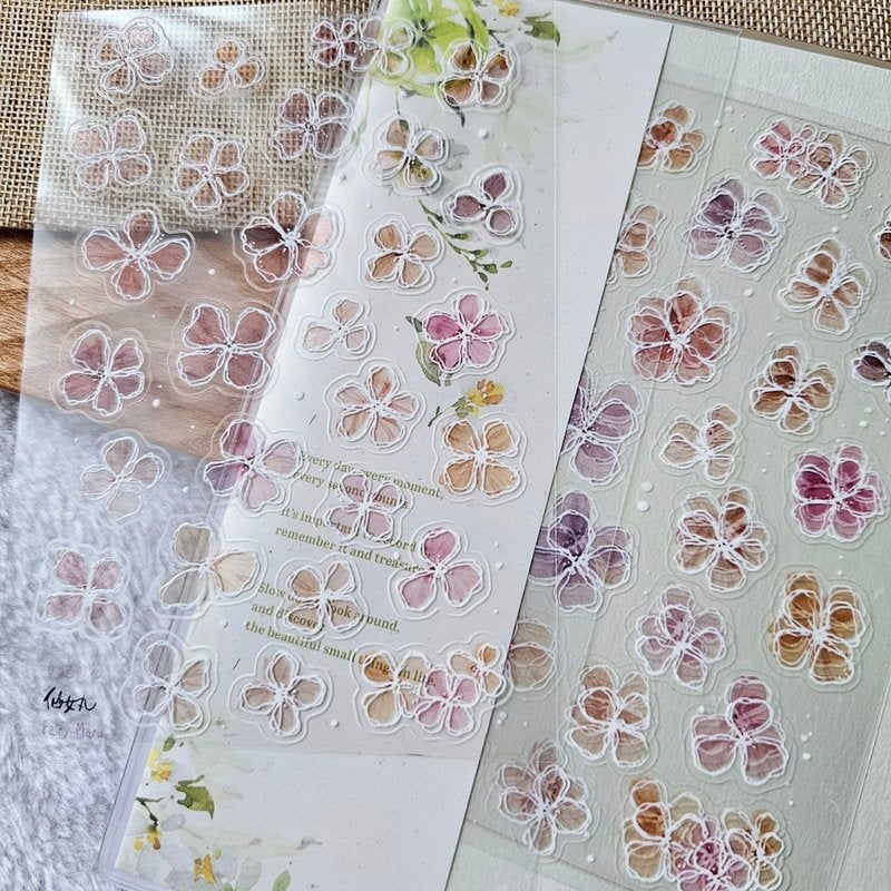 Fairy-Pill white border flowers sticker（ 3D white border)