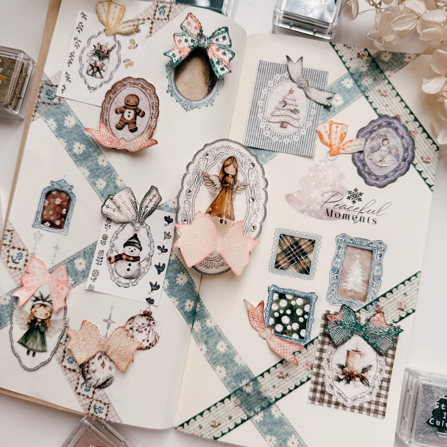 Journal Pages kiss-cut Mother-of-pearl crystal tape - Cozy Christmas