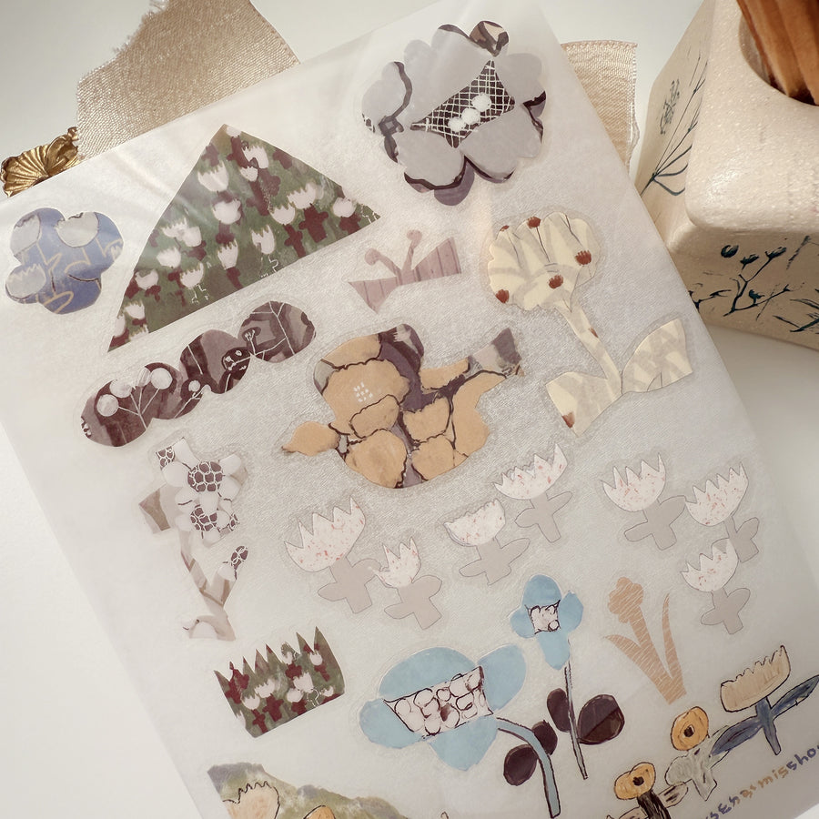 Misshoegg Floral Shadow Collage print on stickers (2/sheet)