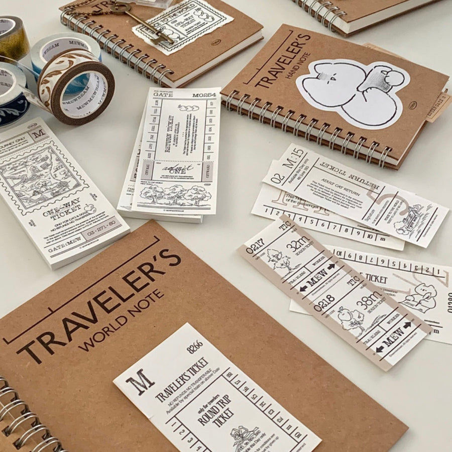 mewmewbeam traveler’s ticket sticker pack - beige