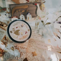 Meow Illustration "woodland " glossy pet tape and washi tape with gold foil