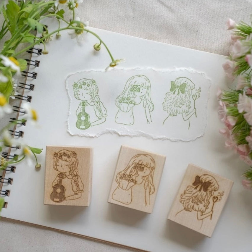 Shō Littlehappiness spring girl rubber stamps