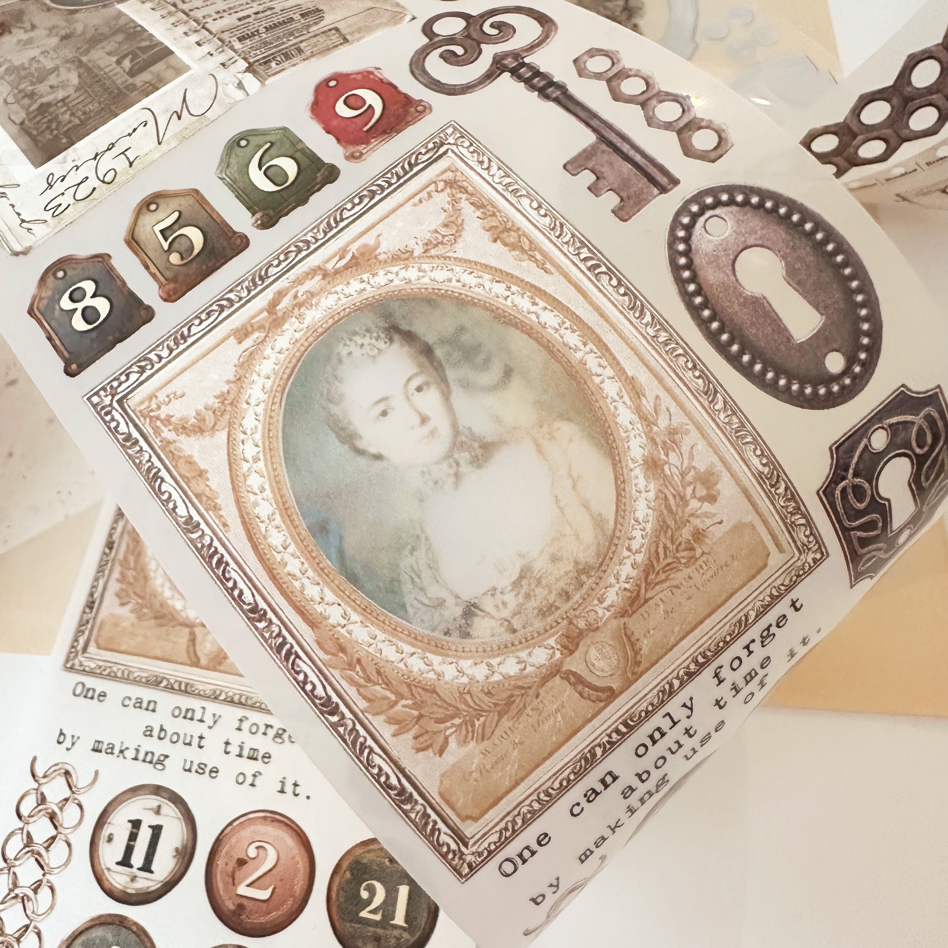 Journal Pages “Vintage ephemera ” washi tape & pet tape