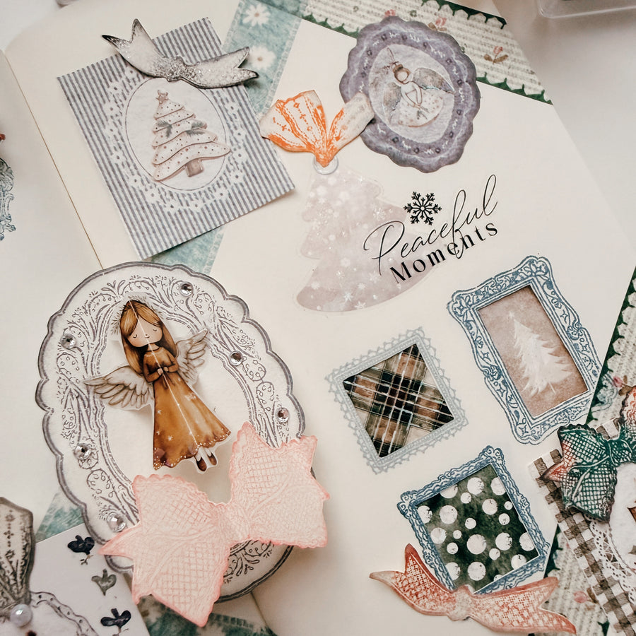 Journal Pages kiss-cut Mother-of-pearl crystal tape - Cozy Christmas