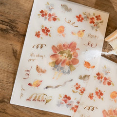 Meow Illustration flower girl print on sticker - Peach