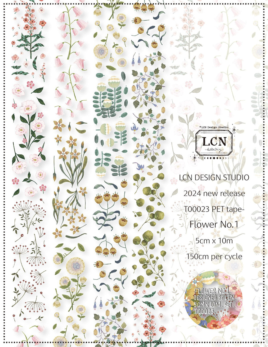 LCN Flower No.1 color UV printing matte PET tape