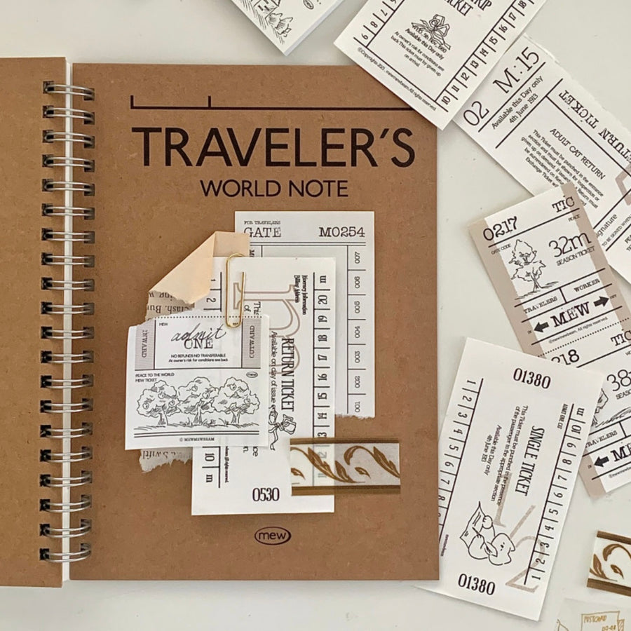 mewmewbeam traveler’s ticket sticker pack - beige