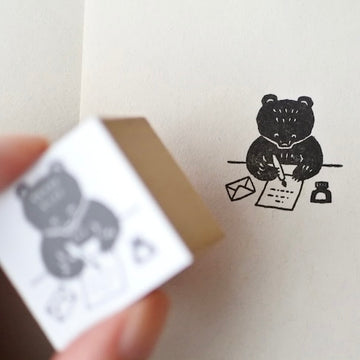 Mokuji rubber stamp - letter writing bear