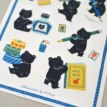 Mokuji stationery bear sticker sheet