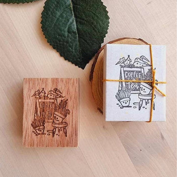 Elsiewithlove C A F E - H U N T I N G series rubber stamp - Coffee tea or me?