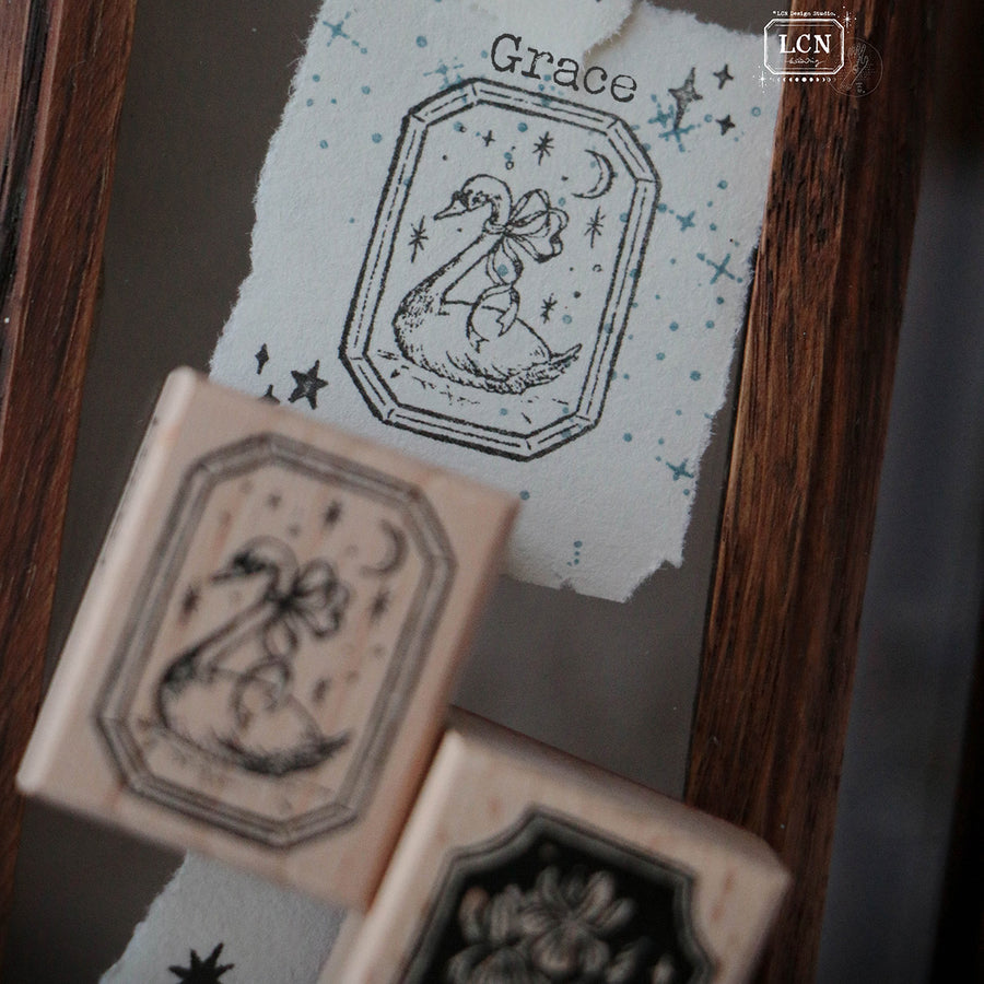 LCN solid wood handle rubber stamp - Trust | Hope | Grace | Love