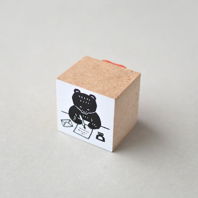 Mokuji rubber stamp - letter writing bear