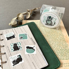 Black Cat & Clover Labeler-Style Stickers
