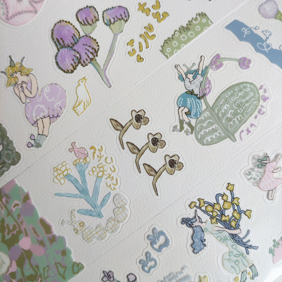 Misshoegg kiss cut pet tape-Field Flower Fairy