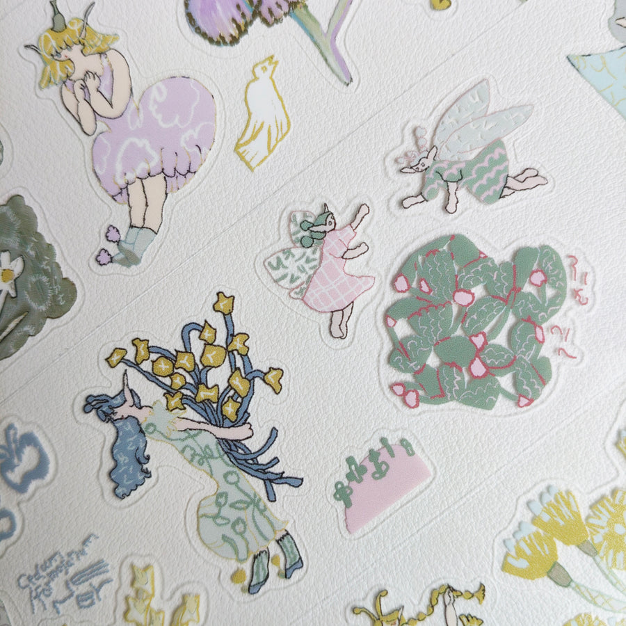 Misshoegg kiss cut pet tape-Field Flower Fairy
