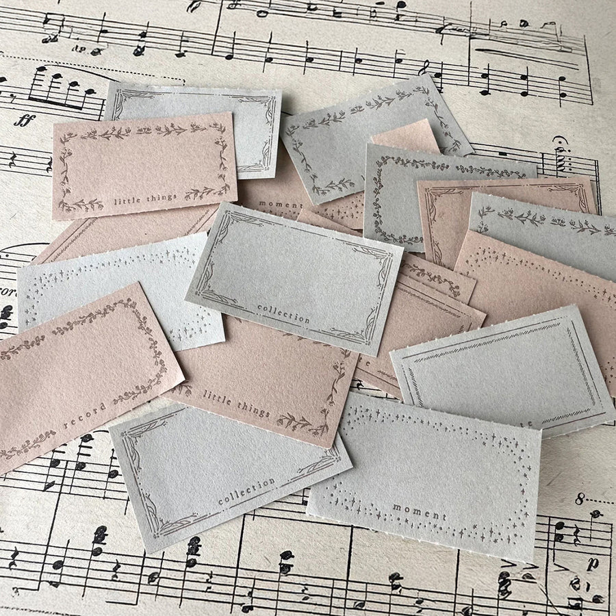 Oeda letterpress 5word label book【 gray & beige paper】