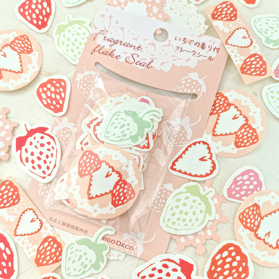 Ichigo Deco & Strawberry Party Scented Die Cut Stickers