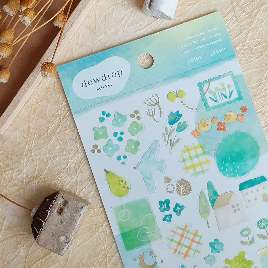 Mind Wave Dewdrop Gold Foil Sticker - Green