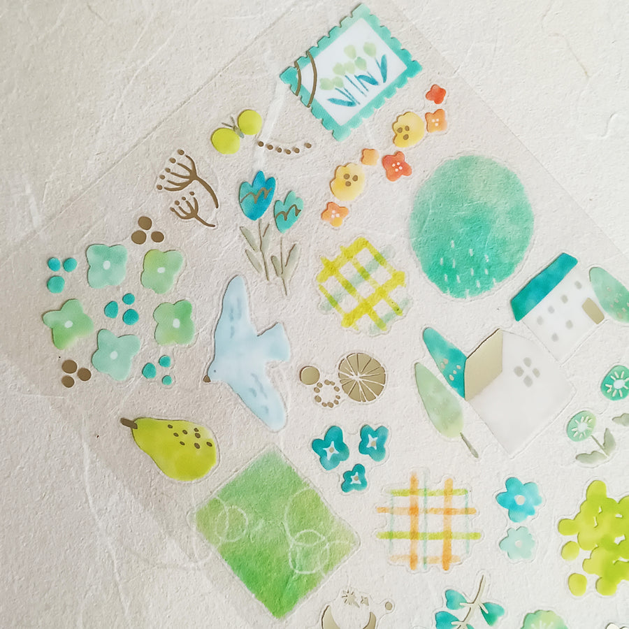 Mind Wave Dewdrop Gold Foil Sticker - Green