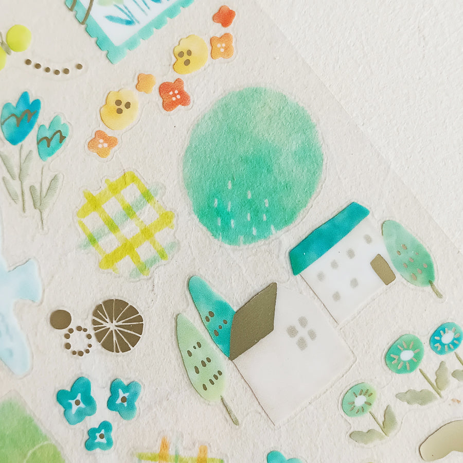 Mind Wave Dewdrop Gold Foil Sticker - Green