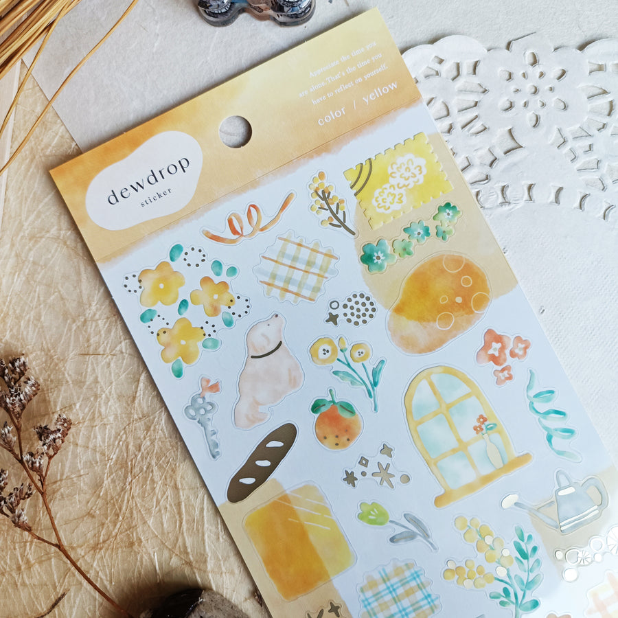 Mind Wave Dewdrop Gold Foil Sticker - Yellow