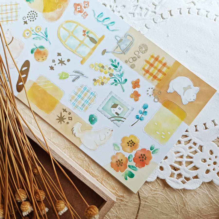 Mind Wave Dewdrop Gold Foil Sticker - Yellow