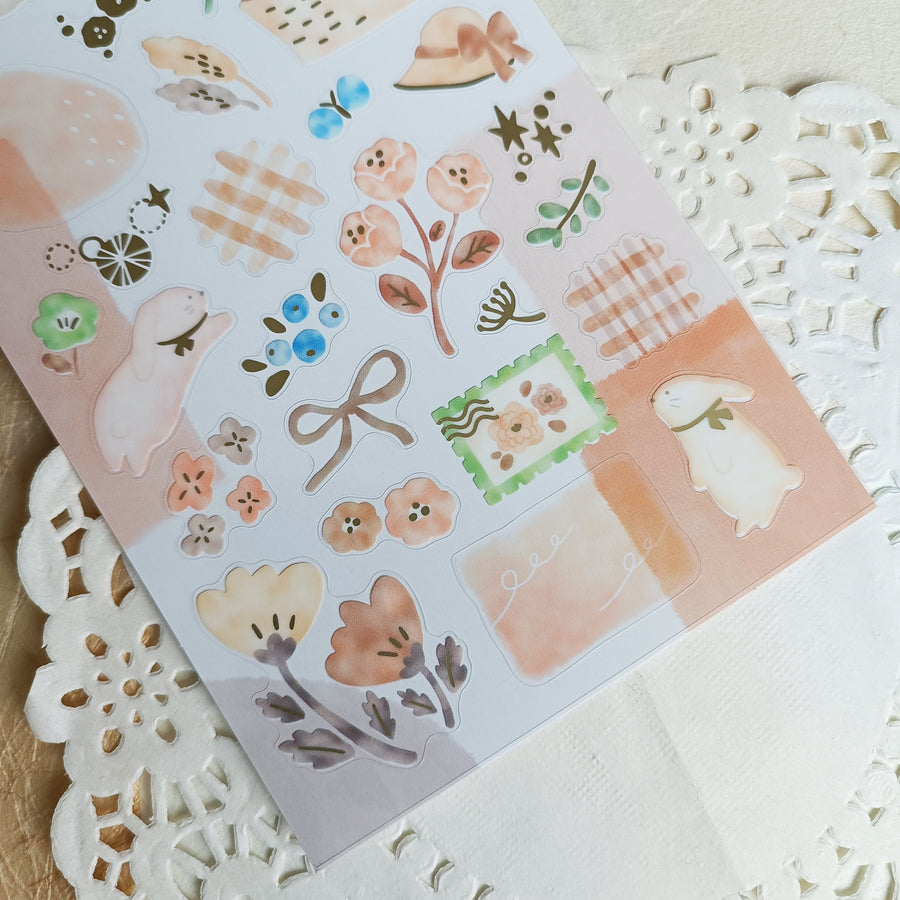 Mind Wave Dewdrop Gold Foil Sticker - Beige