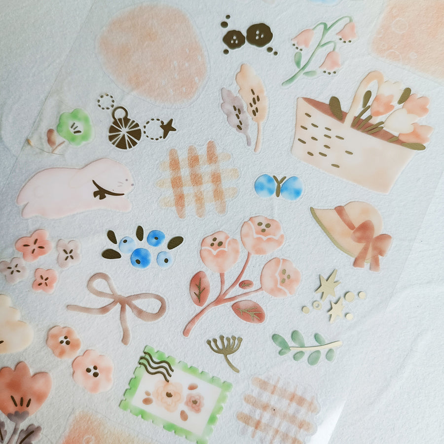 Mind Wave Dewdrop Gold Foil Sticker - Beige