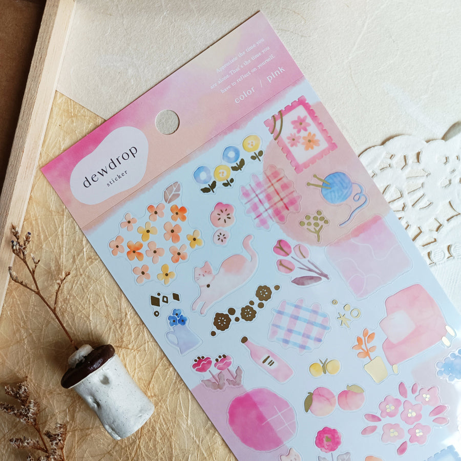 Mind Wave Dewdrop Gold Foil Sticker - Pink