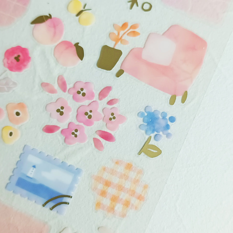 Mind Wave Dewdrop Gold Foil Sticker - Pink