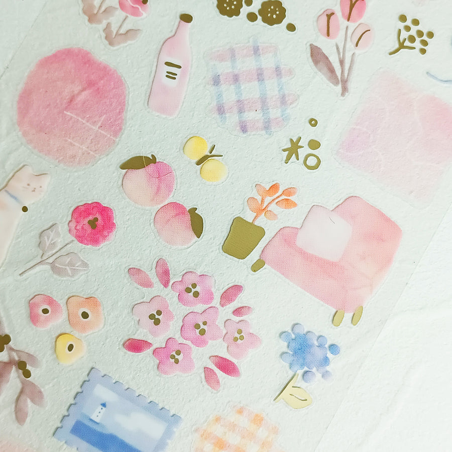 Mind Wave Dewdrop Gold Foil Sticker - Pink
