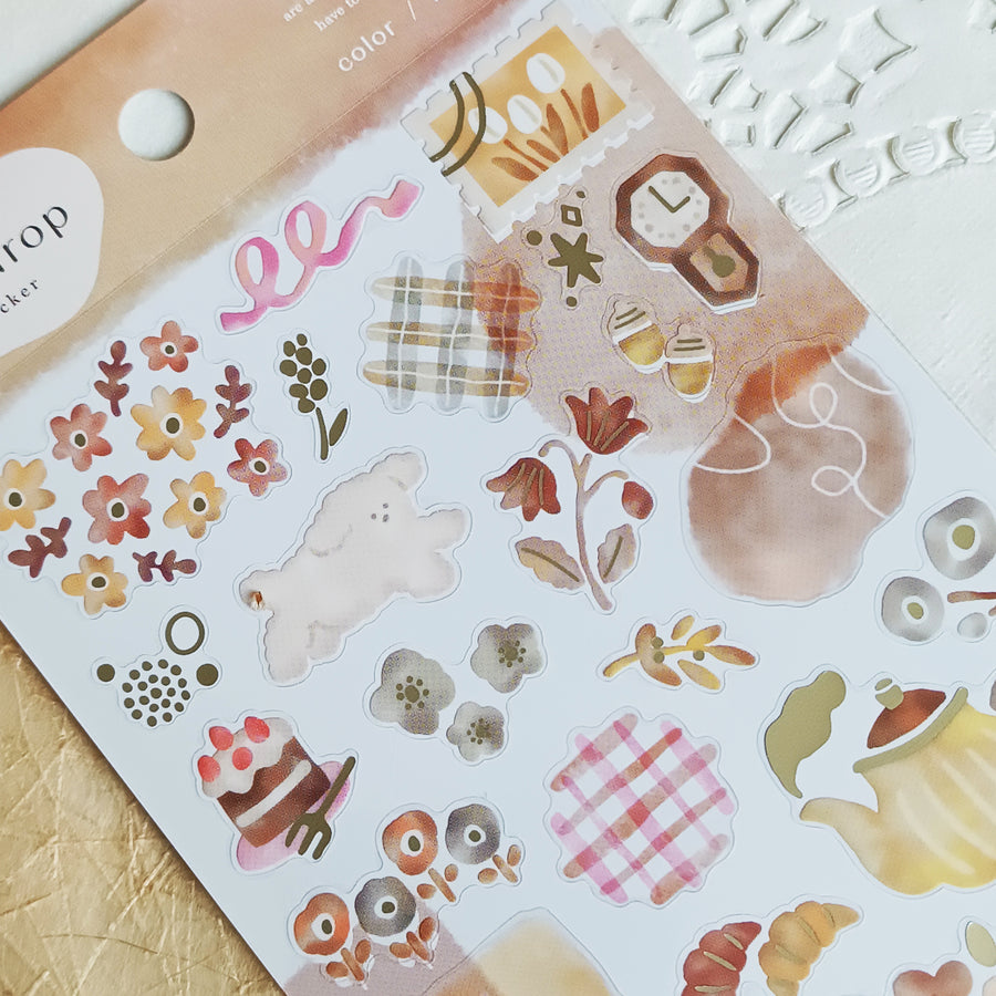 Mind Wave Dewdrop Gold Foil Sticker - Brown