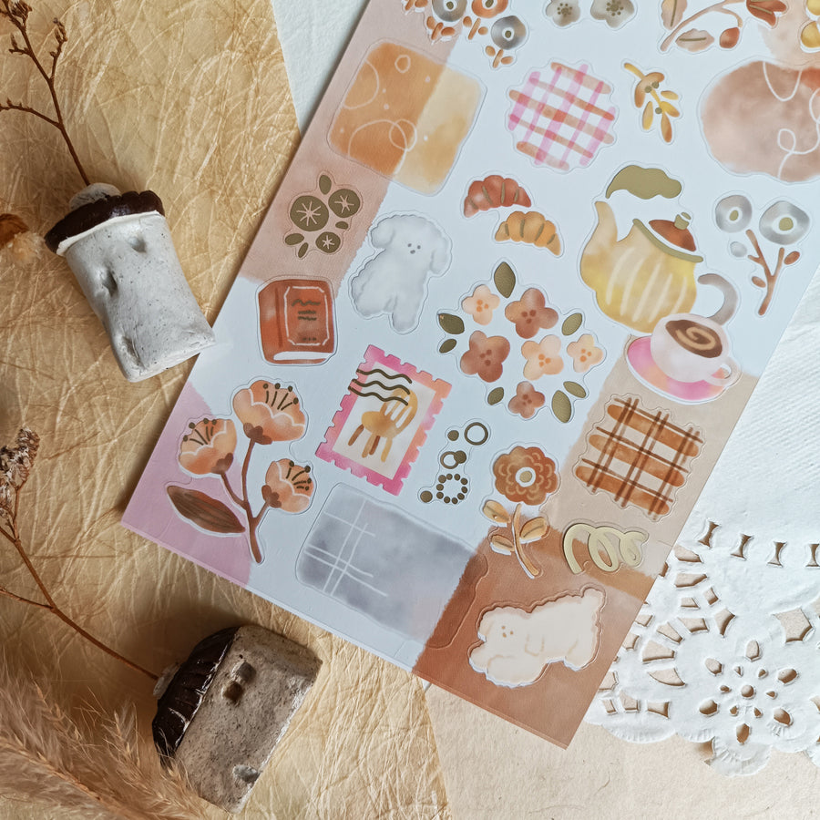 Mind Wave Dewdrop Gold Foil Sticker - Brown