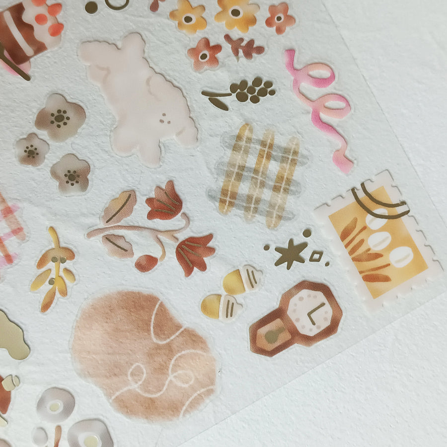 Mind Wave Dewdrop Gold Foil Sticker - Brown