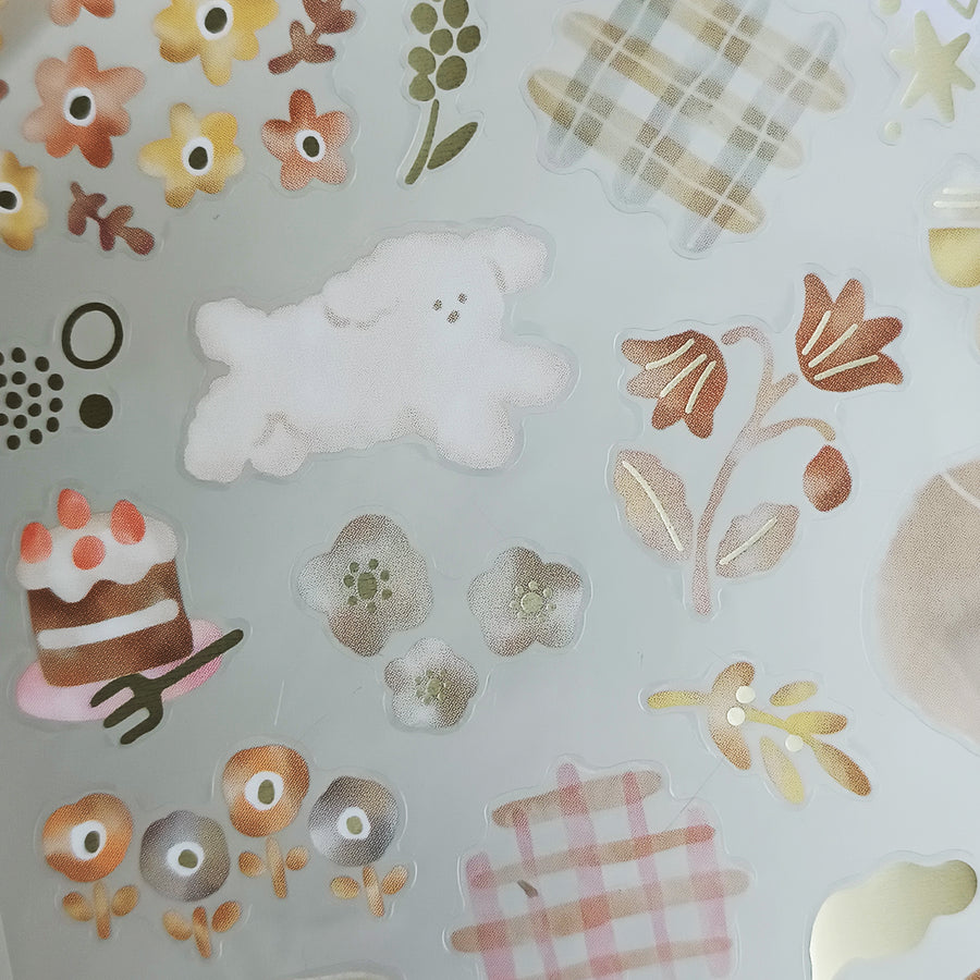 Mind Wave Dewdrop Gold Foil Sticker - Brown