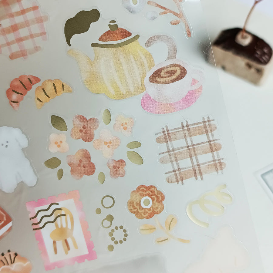 Mind Wave Dewdrop Gold Foil Sticker - Brown